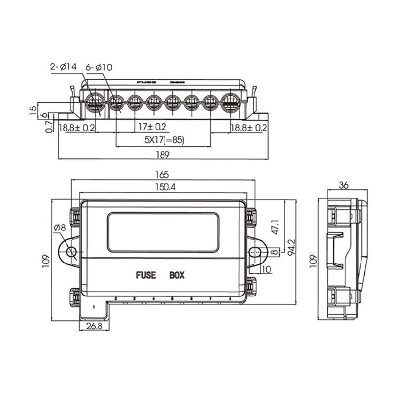 Midi & Mega Fuse Box - 1 X Mega & 7 X Midi